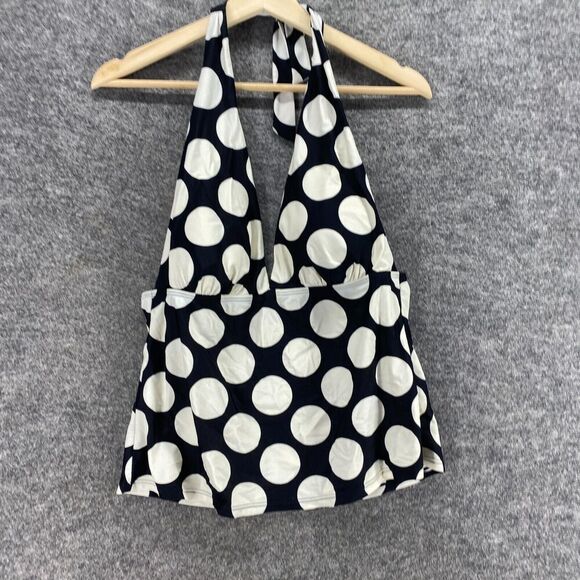 Chaps Tankini Top Women 14 Black Polka Dot Sleeveless Halter Neck Push Up Swim - Picture 4 of 7